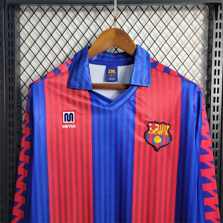 1991-92 FC Barcelona 1a Equipación Manga Larga Jewel Jersey