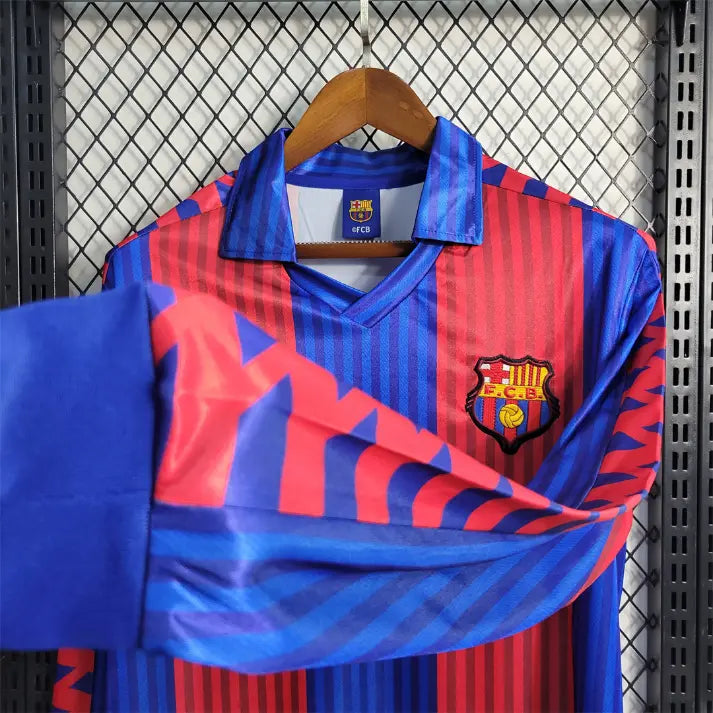 1991-92 FC Barcelona 1a Equipación Manga Larga Jewel Jersey